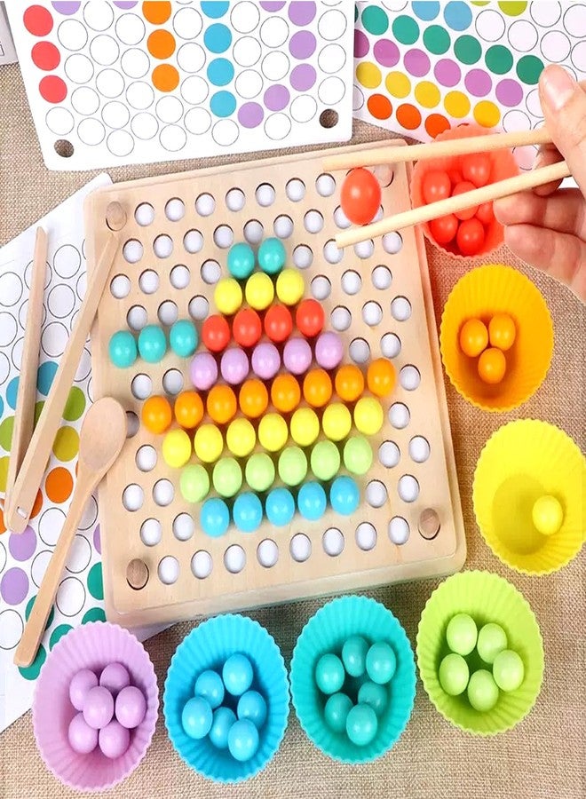 BANGTING Montessori Toys for 3+ Year Olds – Wooden Preschool Learning Activity Board with 112 Beads, Fine Motor Skills Game for Toddlers, Color Sorting & Counting Math Toy, Educational Gift for Boys & Girls - Image 1