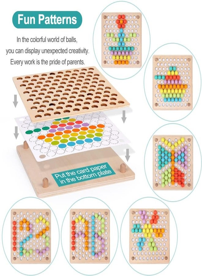 BANGTING Montessori Toys for 3+ Year Olds – Wooden Preschool Learning Activity Board with 112 Beads, Fine Motor Skills Game for Toddlers, Color Sorting & Counting Math Toy, Educational Gift for Boys & Girls - Image 5