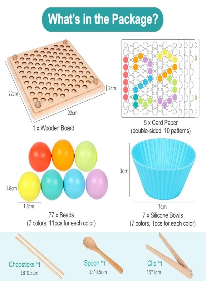 BANGTING Montessori Toys for 3+ Year Olds – Wooden Preschool Learning Activity Board with 112 Beads, Fine Motor Skills Game for Toddlers, Color Sorting & Counting Math Toy, Educational Gift for Boys & Girls - Image 2
