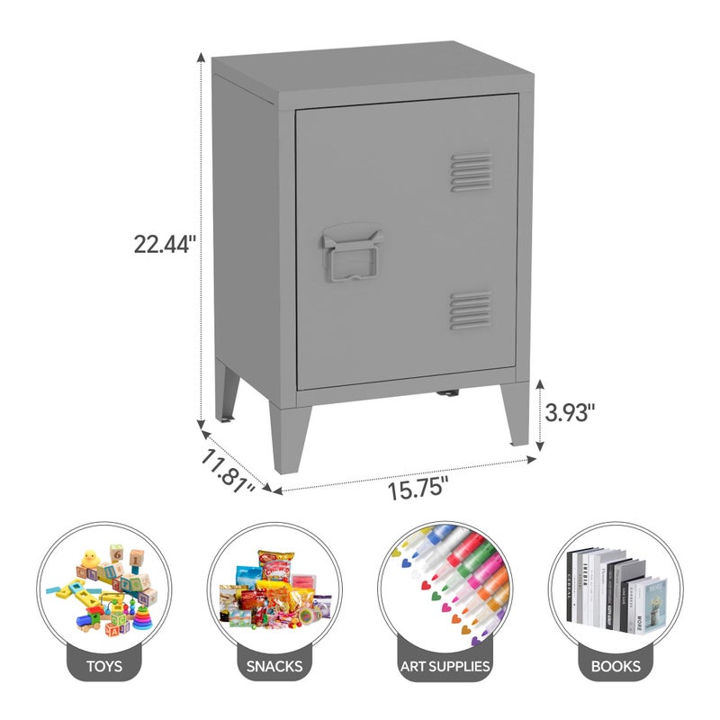 MIOCASA Metal Nightstand Modern End Side Table Steel Bedside Storage Cabinet with Shelf Easy Assembly for Living Room Bedroom - Image 2