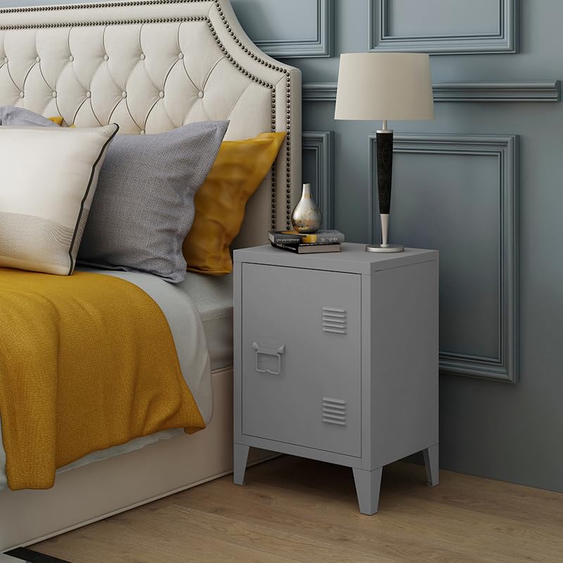 MIOCASA Metal Nightstand Modern End Side Table Steel Bedside Storage Cabinet with Shelf Easy Assembly for Living Room Bedroom - Image 3