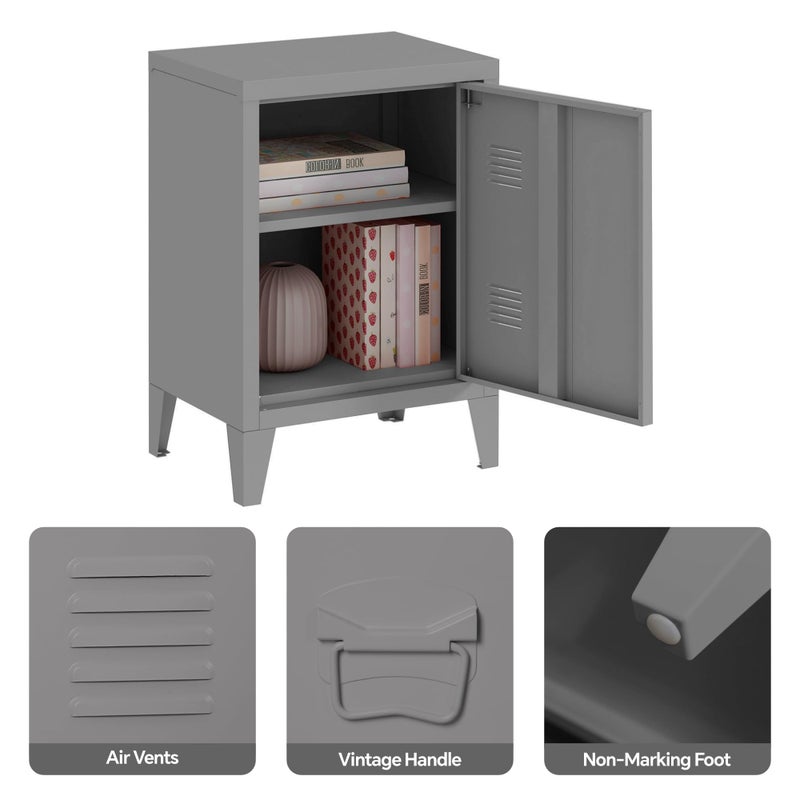MIOCASA Metal Nightstand Modern End Side Table Steel Bedside Storage Cabinet with Shelf Easy Assembly for Living Room Bedroom - Image 4