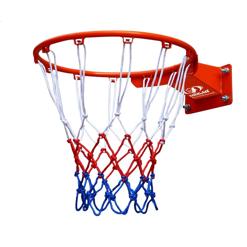 Cougar Dunking Basketball Ring Pair with Multicolor Net Standard Wall Mounted Basketball Hoop Net 20mm Solid Steel 3 Springs Powder Coated Outdoor Goal Sports Play Ring - Image 1