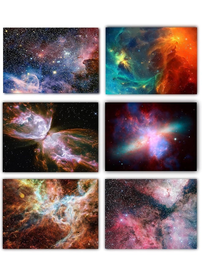 Home Trove POUSREDE Universe Starry Sky Wall Art Outer Space Fantastic Nebula Galaxy Painting Pictures, for Bedroom, Living Room, Bathroom Decor, Posters for Kids, Boys or Girls Room Set of 6 (8x10) Unframed - Image 1