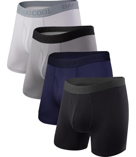 BAMBOO COOL Men's Underwear Boxer Briefs Soft Breathable Performance Underwear for Men 4 Pack(L) - Image 1