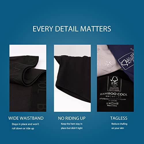BAMBOO COOL Men's Underwear Boxer Briefs Soft Breathable Performance Underwear for Men 4 Pack(L) - Image 4