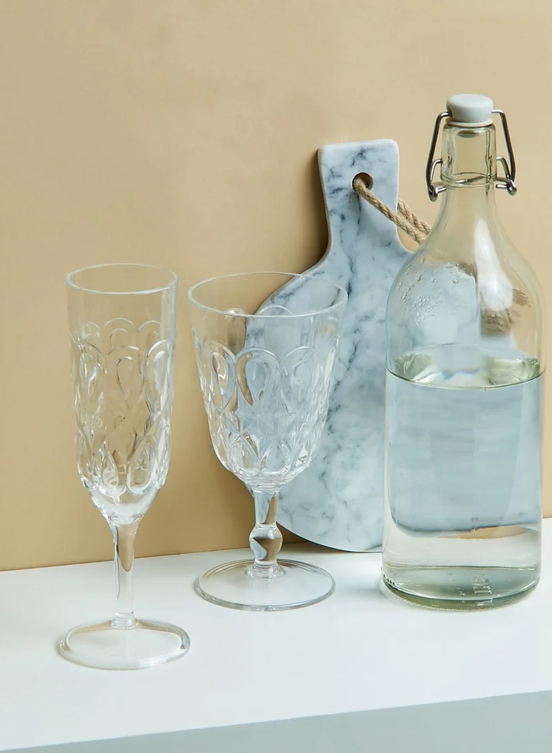 Rice Swirly Embossed Detail Acrylic Flute Glass