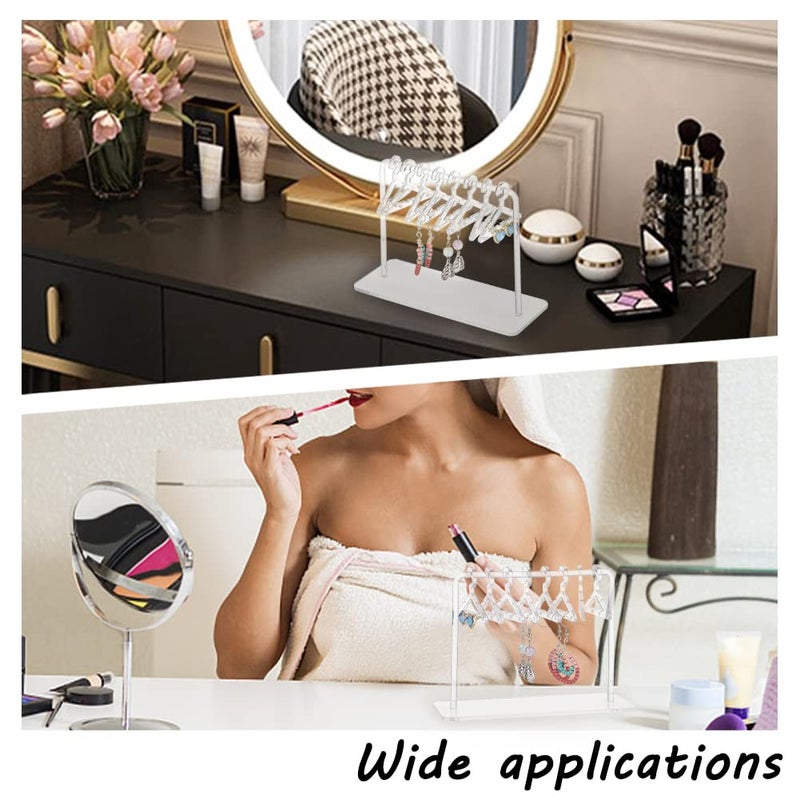 PH PandaHall Acrylic Earring Holder, Coat Hanger Shape Jewelry Organizer Clear Dangle Earring Display Stand Acrylic Ear Studs Display Rack for Retail Show Personal Exhibition, 2.3x5.9x4.2inch - Image 3