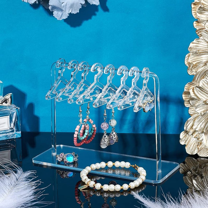 PH PandaHall Acrylic Earring Holder, Coat Hanger Shape Jewelry Organizer Clear Dangle Earring Display Stand Acrylic Ear Studs Display Rack for Retail Show Personal Exhibition, 2.3x5.9x4.2inch - Image 2