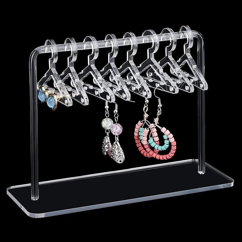 PH PandaHall Acrylic Earring Holder, Coat Hanger Shape Jewelry Organizer Clear Dangle Earring Display Stand Acrylic Ear Studs Display Rack for Retail Show Personal Exhibition, 2.3x5.9x4.2inch - Image 1