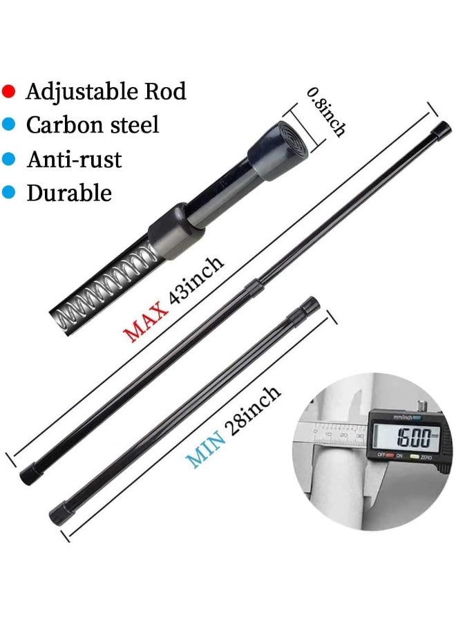 Aijieguang Spring Tension Curtain Rods 28-44 Inch Adjustable Spring Loaded Small Mini Extendable Heavy Duty Black Curtain Tension Rod For Kitchen, Bathroom, Window, Bookshelf, Closet  - Image 1