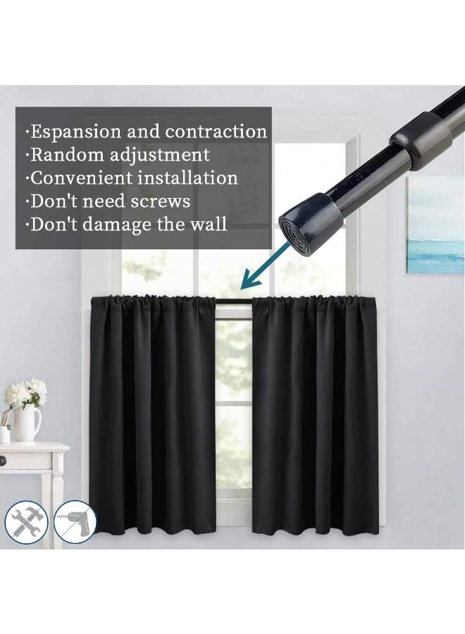 Aijieguang Spring Tension Curtain Rods 28-44 Inch Adjustable Spring Loaded Small Mini Extendable Heavy Duty Black Curtain Tension Rod For Kitchen, Bathroom, Window, Bookshelf, Closet  - Image 2