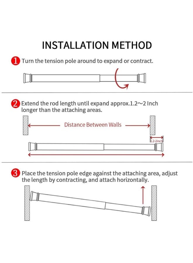 Aijieguang Spring Tension Curtain Rods 28-44 Inch Adjustable Spring Loaded Small Mini Extendable Heavy Duty Black Curtain Tension Rod For Kitchen, Bathroom, Window, Bookshelf, Closet  - Image 5