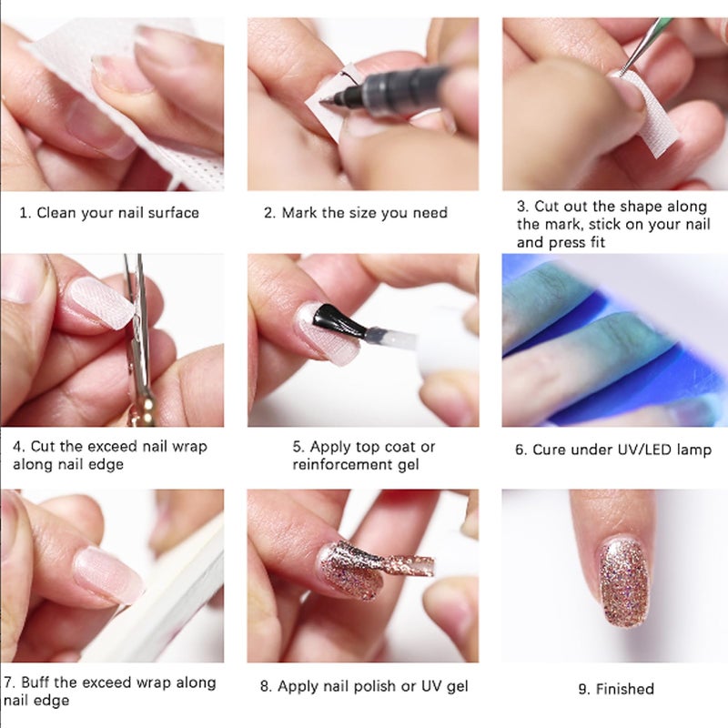 NICENEEDED 3 Rolls Self Adhesive Silk Nail Wrap Set, Easy Trimerable Nail Tips Repair Bandage Tape, Nail Art Extension Fiberglass Stickers Nail Protector Tools for Nail Design - Image 5