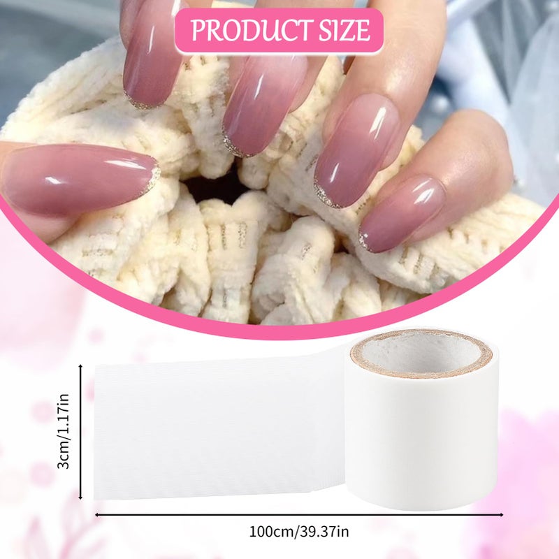 NICENEEDED 3 Rolls Self Adhesive Silk Nail Wrap Set, Easy Trimerable Nail Tips Repair Bandage Tape, Nail Art Extension Fiberglass Stickers Nail Protector Tools for Nail Design - Image 2