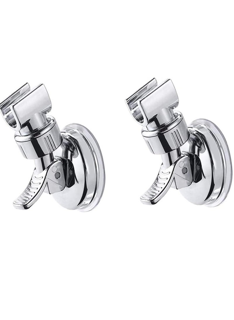 كيلا حامل رأس الدش، حامل رأس الدش المحمول بكوب شفط للحمام، حامل دش بارتفاع قابل للتعديل، حامل عصا محمول قابل للإزالة مثبت على الحائط (فضي - قطعتان) - Image 1