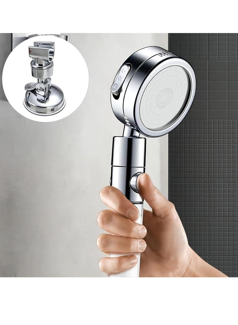 كيلا حامل رأس الدش، حامل رأس الدش المحمول بكوب شفط للحمام، حامل دش بارتفاع قابل للتعديل، حامل عصا محمول قابل للإزالة مثبت على الحائط (فضي - قطعتان) - Image 2