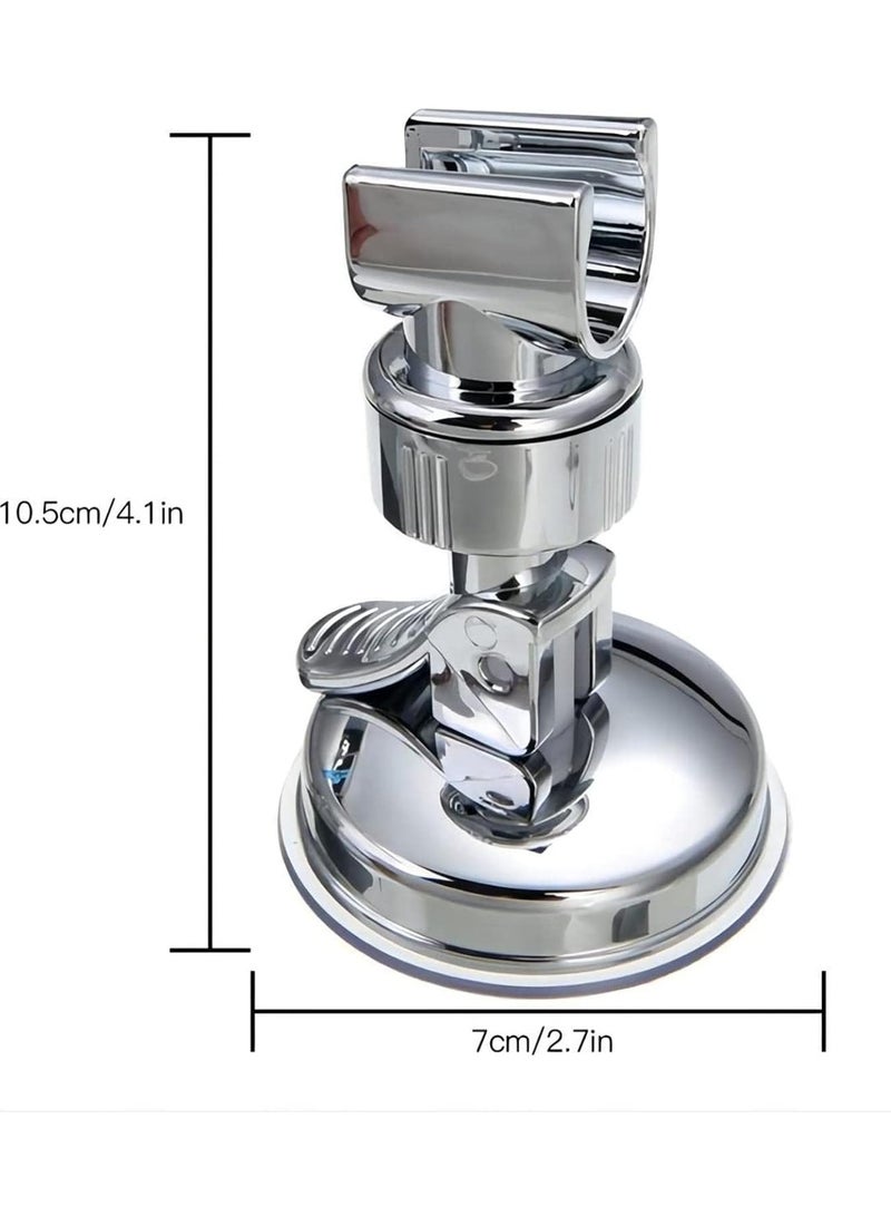 كيلا حامل رأس الدش، حامل رأس الدش المحمول بكوب شفط للحمام، حامل دش بارتفاع قابل للتعديل، حامل عصا محمول قابل للإزالة مثبت على الحائط (فضي - قطعتان) - Image 3