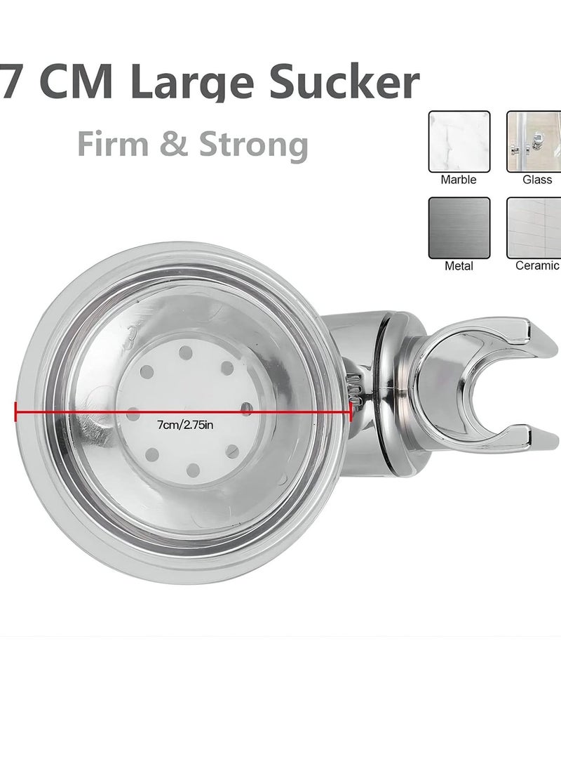 كيلا حامل رأس الدش، حامل رأس الدش المحمول بكوب شفط للحمام، حامل دش بارتفاع قابل للتعديل، حامل عصا محمول قابل للإزالة مثبت على الحائط (فضي - قطعتان) - Image 4