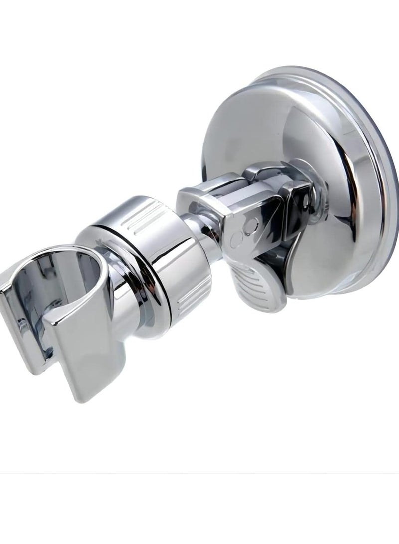 كيلا حامل رأس الدش، حامل رأس الدش المحمول بكوب شفط للحمام، حامل دش بارتفاع قابل للتعديل، حامل عصا محمول قابل للإزالة مثبت على الحائط (فضي - قطعتان) - Image 5