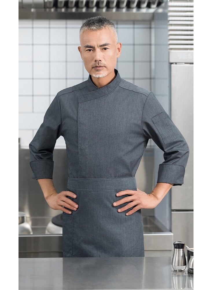NIBEMINENT Spring and Autumn Chef Overalls Long Sleeve Autumn and Winter Kitchen Dining Hotel Chinese Style Western Style Hot Pot Restauran  - Image 1