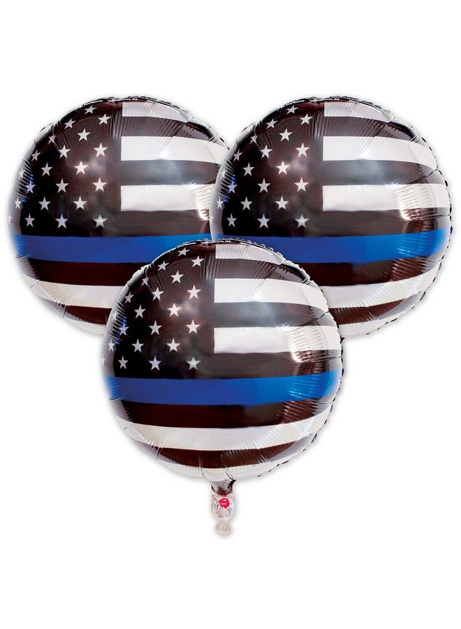Havercamp’s Police-Thin Blue Line Balloons (3 Pcs.)! 18” Round Mylar Balloons. - Image 4