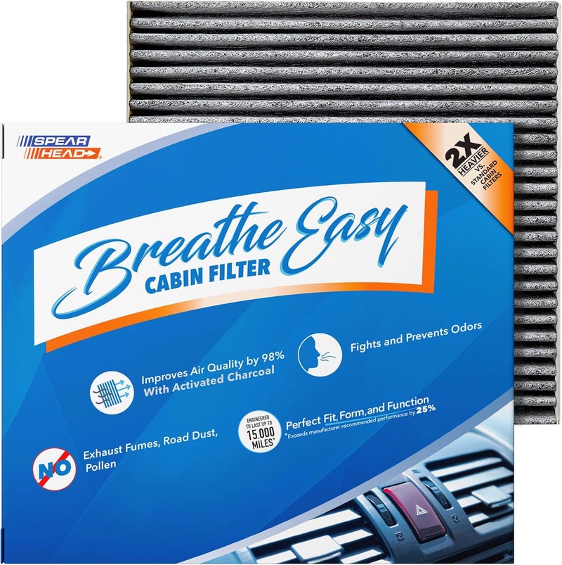 SPEARHEAD Premium Breathe Easy Cabin Filter, Up to 25% Longer Life w/Activated Carbon (BE-182) - Image 1