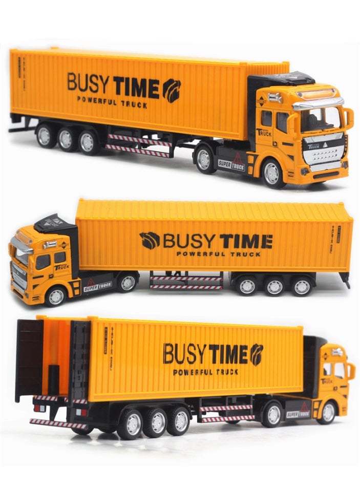 هالامودو 1:48 شاحنة سبائك موديل، الباب الخلفي مفتوح الجسم قابل للفصل التصميم، سحب سبائك الظهر لعبة نموذج السيارة، محاكاة زخرفة سبائك السيارة موديل، مجموعة سبائك شاحنة حاوية هدية للفتيان الفتيات الذكرى عرض زخرفة، 32*5.5*7.5 سم - Image 5