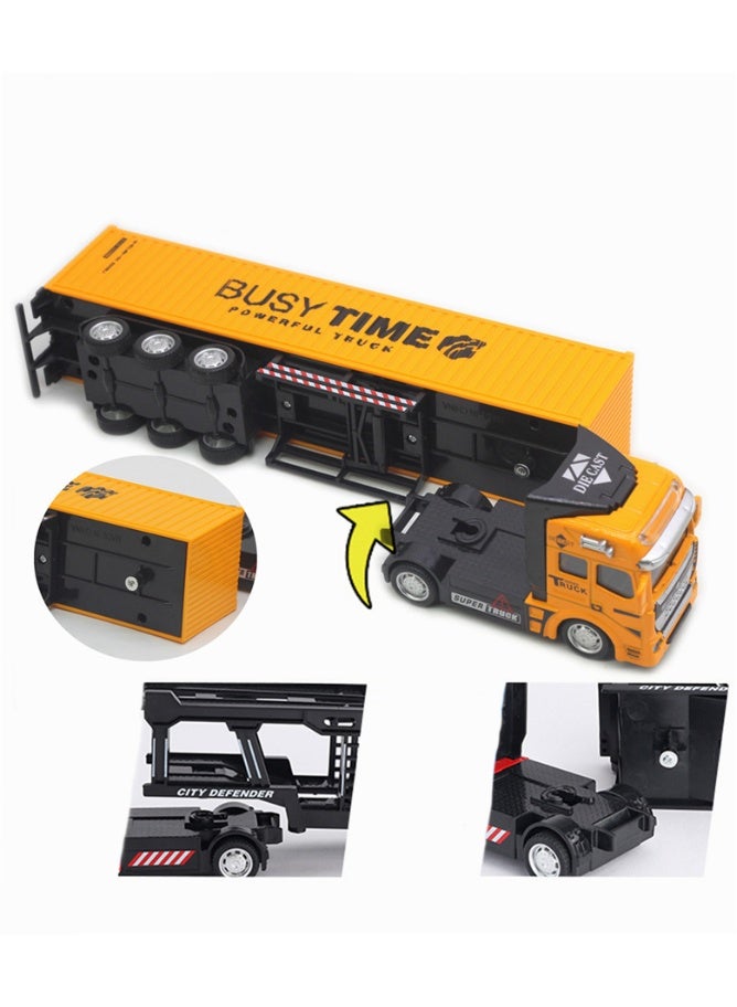 هالامودو 1:48 شاحنة سبائك موديل، الباب الخلفي مفتوح الجسم قابل للفصل التصميم، سحب سبائك الظهر لعبة نموذج السيارة، محاكاة زخرفة سبائك السيارة موديل، مجموعة سبائك شاحنة حاوية هدية للفتيان الفتيات الذكرى عرض زخرفة، 32*5.5*7.5 سم - Image 4