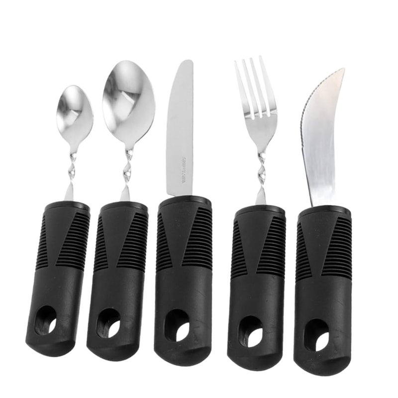 Ergonomic Spoon And Fork Set For Elderly Portable Utensils With Non Slip Handle - Image 2