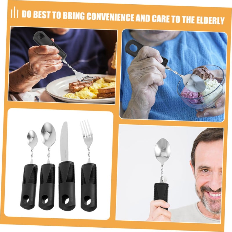 Ergonomic Spoon And Fork Set For Elderly Portable Utensils With Non Slip Handle - Image 5