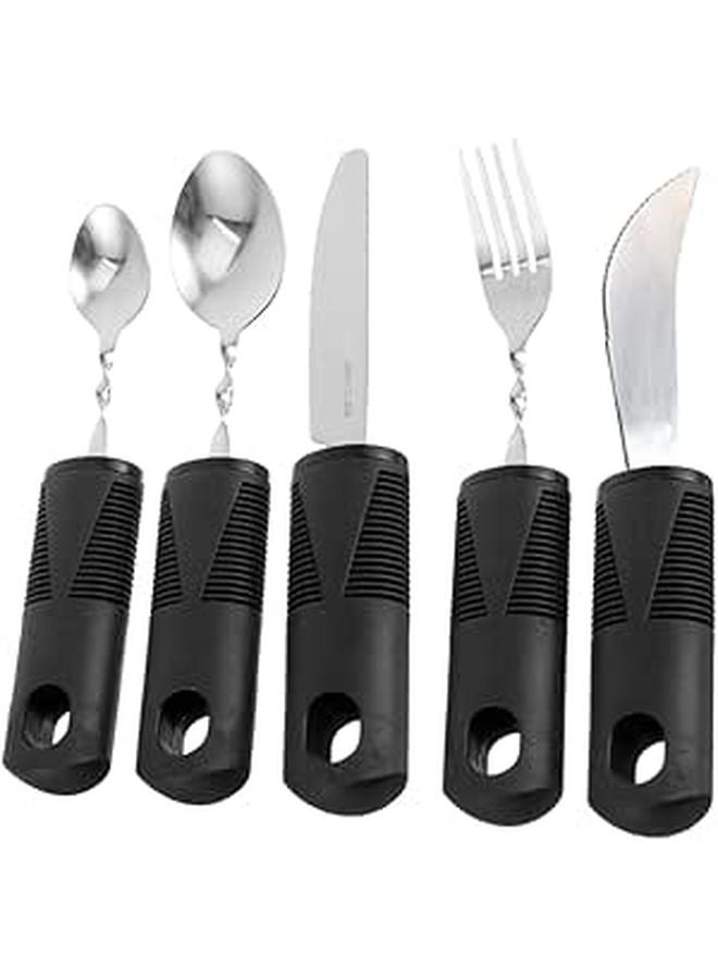 Ergonomic Spoon And Fork Set For Elderly Portable Utensils With Non Slip Handle - Image 1