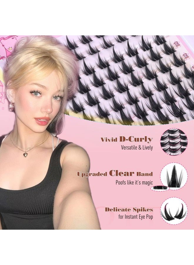 zenotti Manga Lash Clusters with Spikes Anime Lashes Cluster Natural Cluster Eyelash Extensions Wispy Spiky Fairy Individual Lashes Invisible Clear Band DIY Lash Extensions 10-16MM 120PCS by zenotti - Image 4