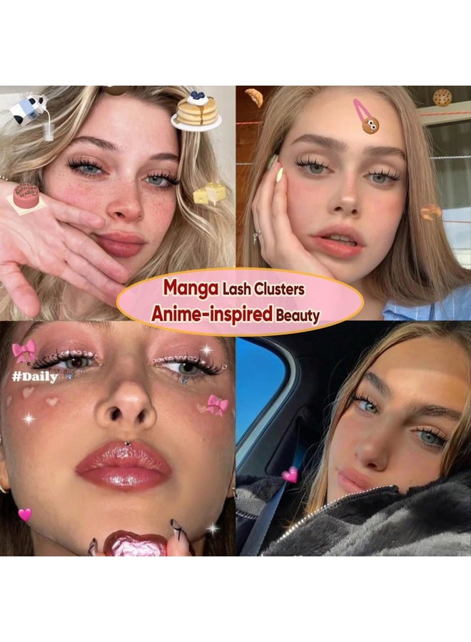 zenotti Manga Lash Clusters with Spikes Anime Lashes Cluster Natural Cluster Eyelash Extensions Wispy Spiky Fairy Individual Lashes Invisible Clear Band DIY Lash Extensions 10-16MM 120PCS by zenotti - Image 5