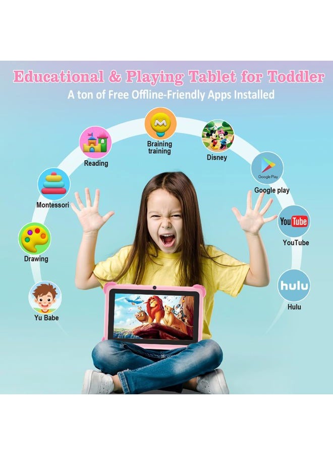 Trayoo Kids Tablet, 7 inch Toddler Tablet for Kids, 32GB Toddler Tablet, Tablets for Kids with Case Included, Parental Control, Dual Camera, GMS, WiFi (Pink) - Image 2
