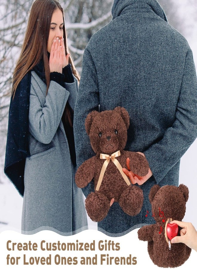 Hungdao Bear Stuffed Animal with Voice Recorder Set, 60 Seconds Heart Shaped Voice Sound Recorder Module 16 Inch Soft Plush Bear with Zipper for Boy Girl Valentines (Dark Brown) - Image 5
