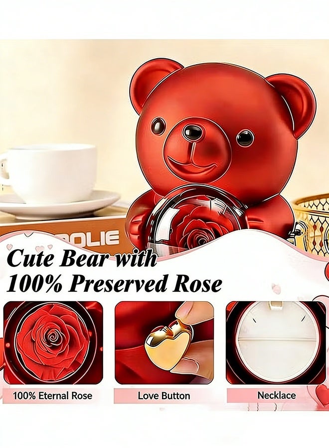 Rotating Jewelry Gift Box with Preserved Rose, Hidden Necklace Display Storage Case with Complete Gift Bag, Romantic Gift for Valentine’s Day, Anniversary, Birthday, Mother’s Day for Wife Girlfriend Mother - Image 5