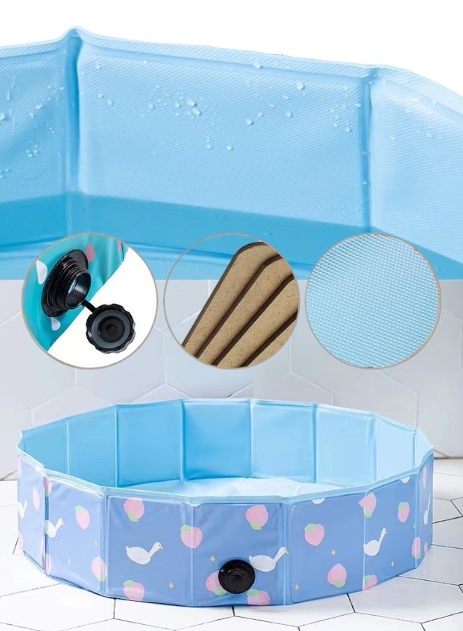 Generic Foldable Baby and Pet Pool – Portable Kiddie Pool for Dogs, Cats, and Toddlers – Non-Inflatable Waterproof Bathing Tub with Drain Valve for Indoor and Outdoor Use, Lightweight Splash Play Pool for Summer Fun and Pet Bathing kids pool kids foldable pool small pool  - Image 1