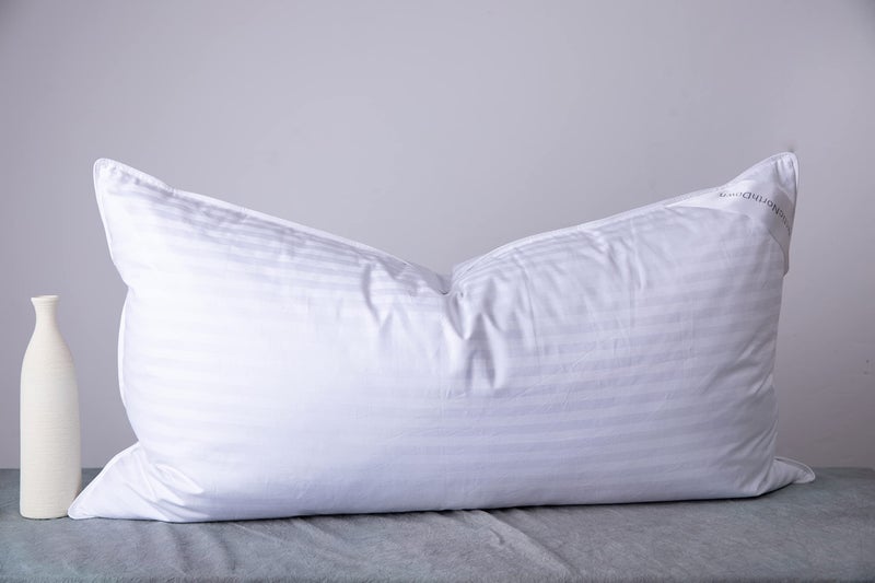 ArcticNorthDown King Size Goose Down Feather Hotel Collection Bed Pillows for Sleeping One Pillow for Back Stomach or Side Sleepers Stripe White Color