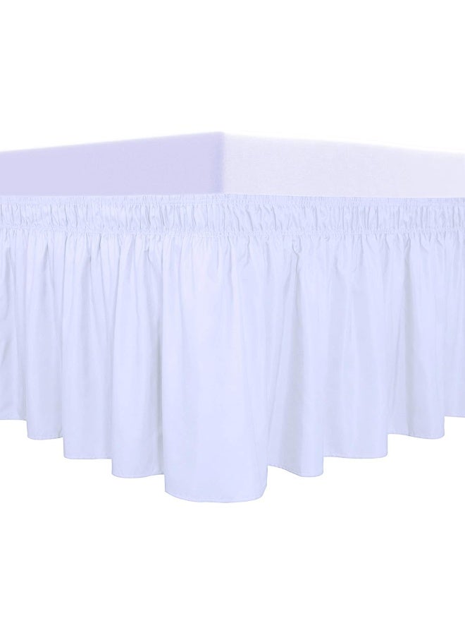 PureFit Wrap Around Ruffled Bed Skirt with Adjustable Elastic Belt - 18 Inch Drop Easy to Put On, Wrinkle Free Bedskirt Dust Ruffles, Bed Frame Cover for Twin,Twin XL and Full Size Beds, White - Image 1