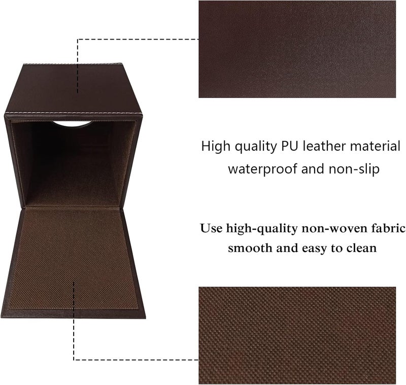 RHCSZ Stylish PU Leather Tissue Box Holder, Square Napkin Holder Pumping Paper Case Dispenser, Facial Tissue Holder with Magnetic Bottom for Home Office (Brown) - Image 4
