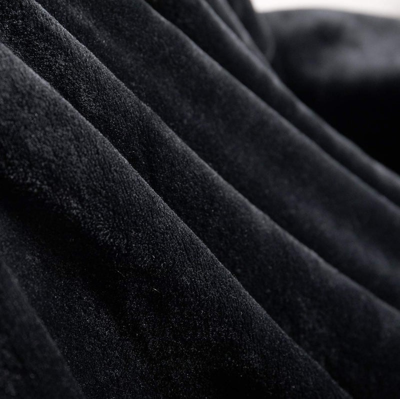 TASTHROW Large Flannel Fleece Throw Blanket, 50×70 Inch - Cozy Lightweight Thick Blanket - All Seasons Suitable for Women, Men and Kids (Black) - Image 4