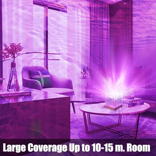 CPENSUS Abs Northern Lights Ocean Wave Projector Light, 16 Colors Gradual Rotating Flame Water Lamp, Wave Night Light with Remote Control for Office Bar (Ocean Wave), Incandescent, Clear - Image 2