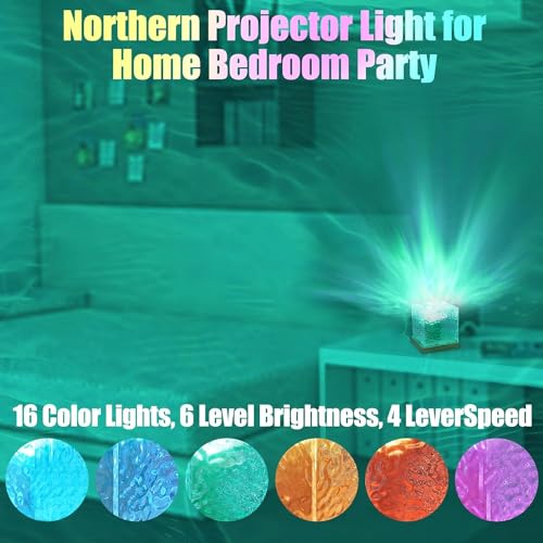 CPENSUS Abs Northern Lights Ocean Wave Projector Light, 16 Colors Gradual Rotating Flame Water Lamp, Wave Night Light with Remote Control for Office Bar (Ocean Wave), Incandescent, Clear - Image 4
