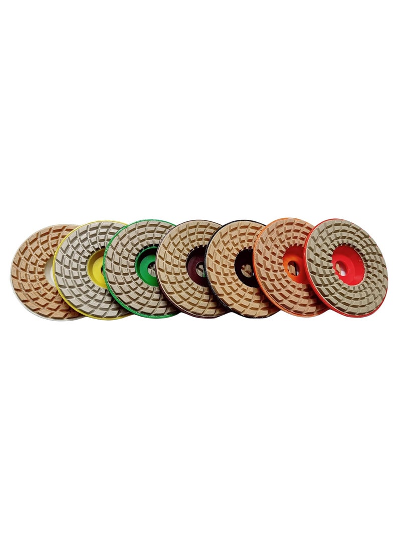 ZASH ZASH Diamond Ceramic Polishing Pad Disc Set of 7Pcs 4 inch 3mm Grinding Finishing Polishing of Marble Granite Glass Concrete Pack of 7 0 to 6 Grit  - Image 2