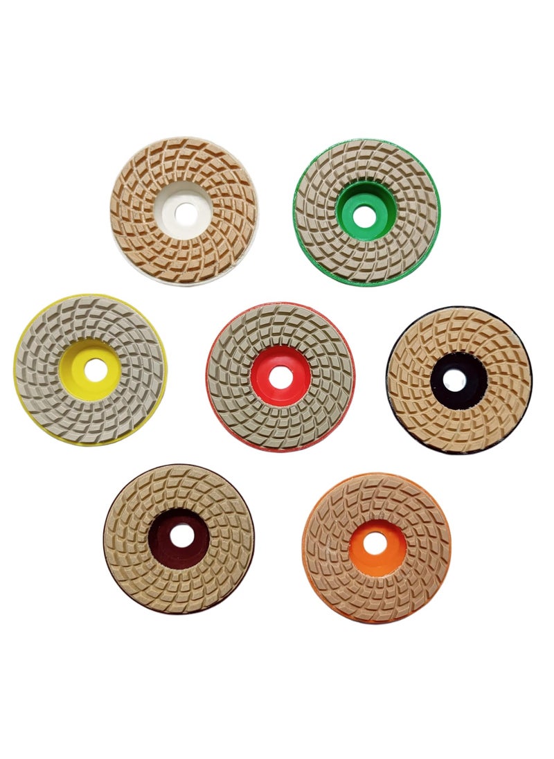 ZASH ZASH Diamond Ceramic Polishing Pad Disc Set of 7Pcs 4 inch 3mm Grinding Finishing Polishing of Marble Granite Glass Concrete Pack of 7 0 to 6 Grit  - Image 1