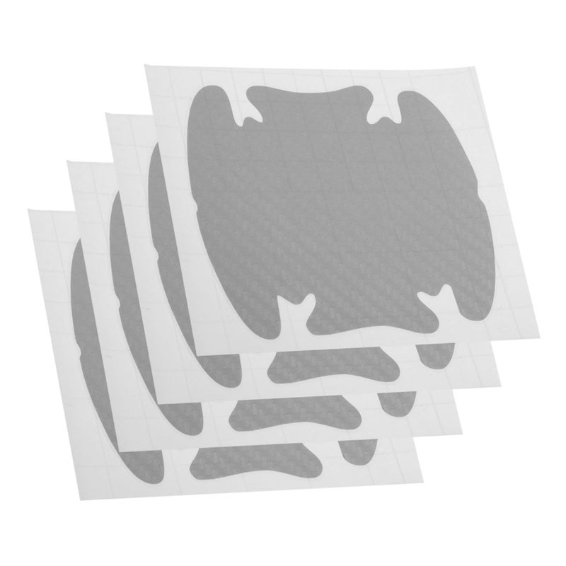 Silver Carbon Fiber Car Door Handle Protectors Scratch Resistant Stickers Easy Apply - Image 2