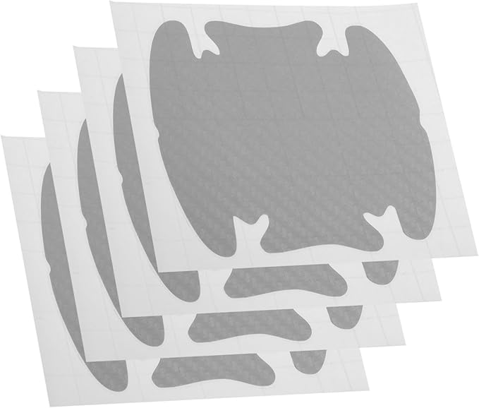 Silver Carbon Fiber Car Door Handle Protectors Scratch Resistant Stickers Easy Apply - Image 1