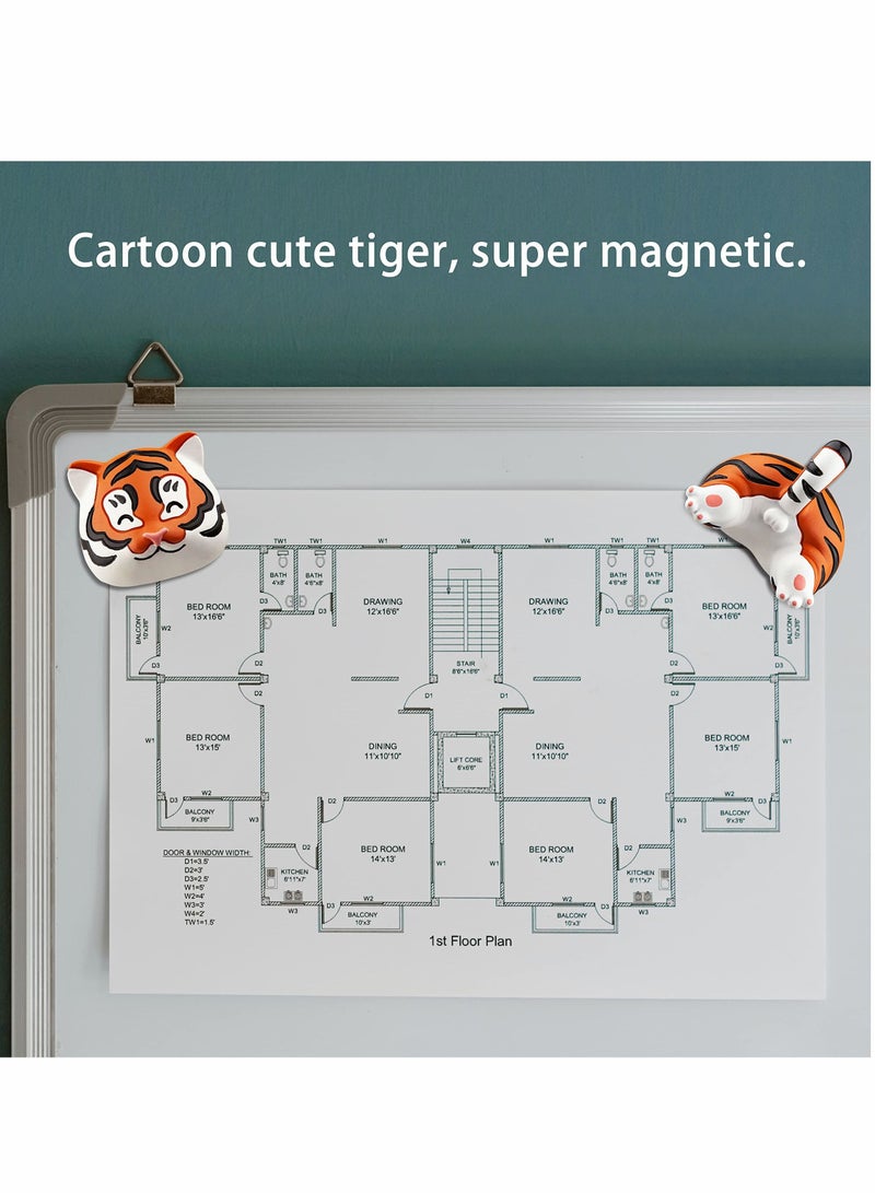 Captaintech Tiger Tiger Head Magnet for Refrigerator Cute Items for Tiger Lovers-Practical Refrigerator Decorations Fun Gifts 2 Sets of Magnet Decorations for Office and Home - Image 4