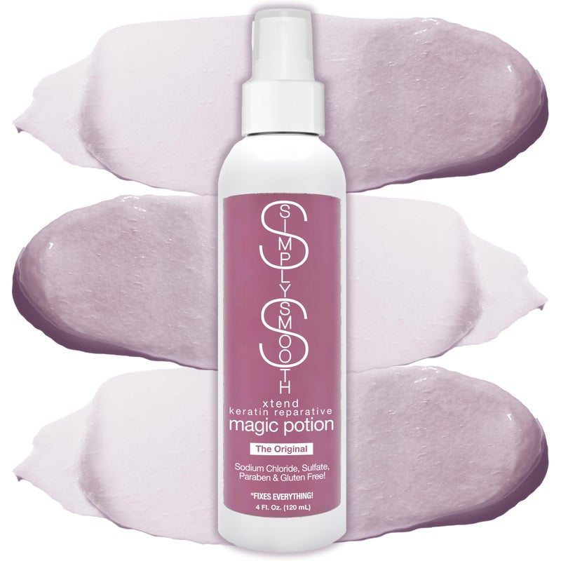 Simply Smooth Xtend Keratin Reparative Magic Potion Original Leave In Conditioner Detangler & Heat Protection Styling Spray Repair & Reduce Breakage Color Safe & Sodium Chloride Free 4 Oz. - Image 1